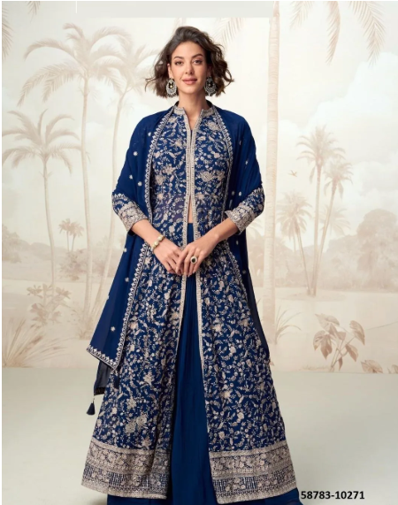 Front Slit Designer Party Wear Suit, Embroidered Maroon Anarkali Kurti with Palazzo and Dupatta